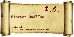 Piszter Oxána névjegykártya